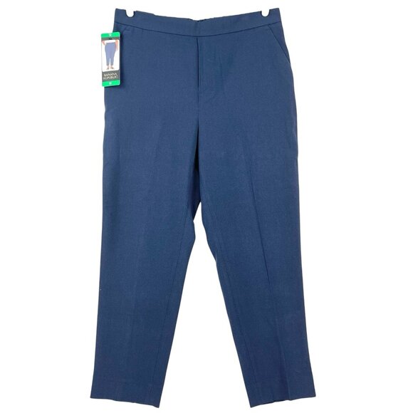 Banana Republic Women's Pull-on Tapered Stretch Blue Pants Size 12 High Rise NWT - Picture 1 of 15